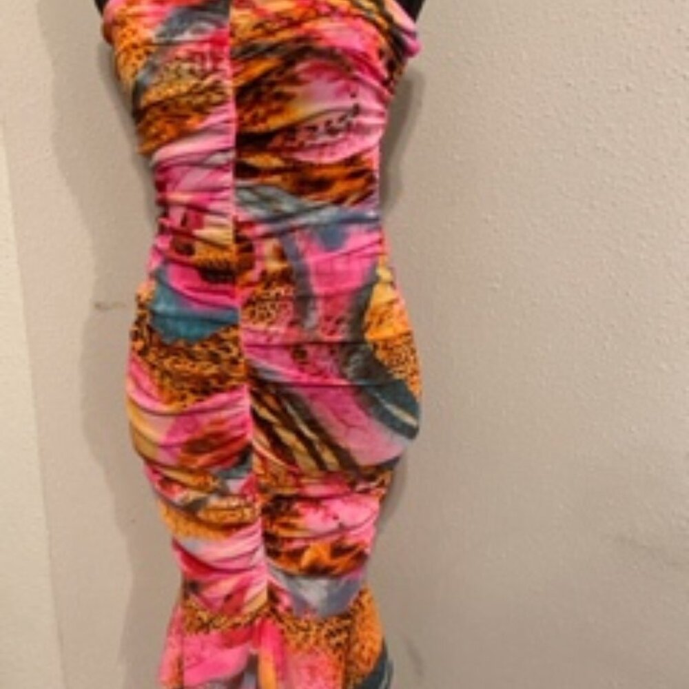 Strapless Multi-Colored Mesh